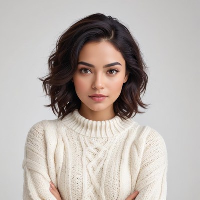 Beautiful woman in white sweater