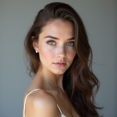 Portrait of a young woman with long hair