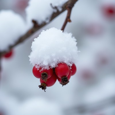 Red berries covered in snow