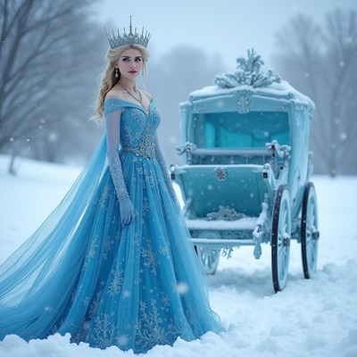 Winter princess in snowy landscape