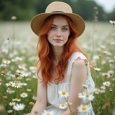 Young woman in field of flowers