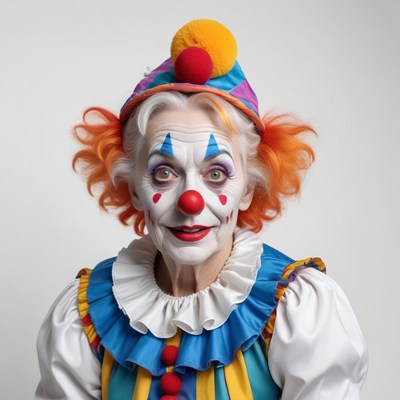 Clown with colorful costume and makeup