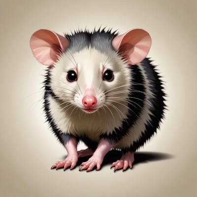 Cute opossum with striking features