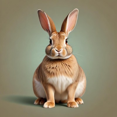 Rabbit sitting with upright ears