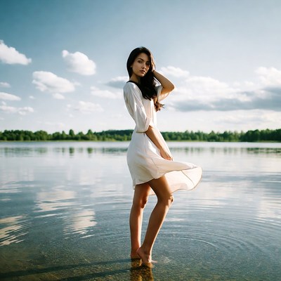 Woman standing in the water