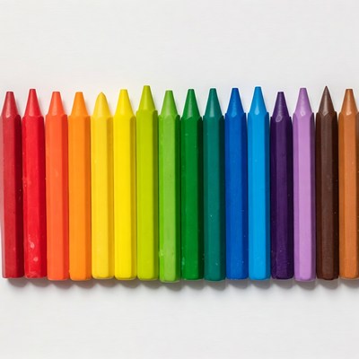 Crayons in a rainbow arrangement
