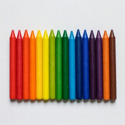 Crayons arranged in a row