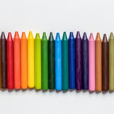 Colorful crayons arranged in a row