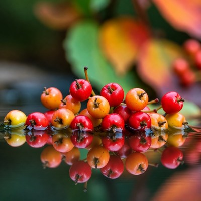 Colors of fruit floating on water