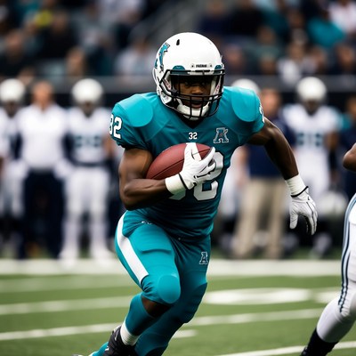 Player runs with the ball during game