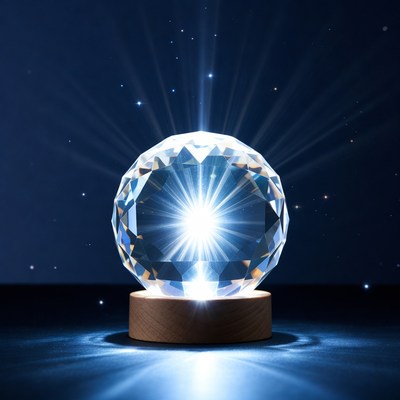 Crystal ball with light and rays