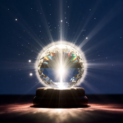 Crystal ball shines in dark