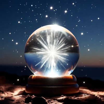 Crystal ball with light effect at night