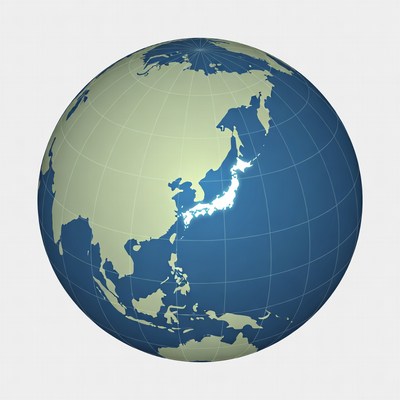 Japan on a world globe display