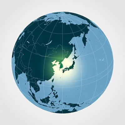 Globe showing east asia region