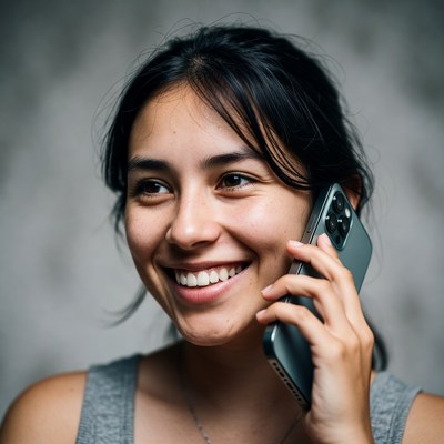 Young woman smiling on phone call