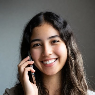 Smiling woman talking on the phone