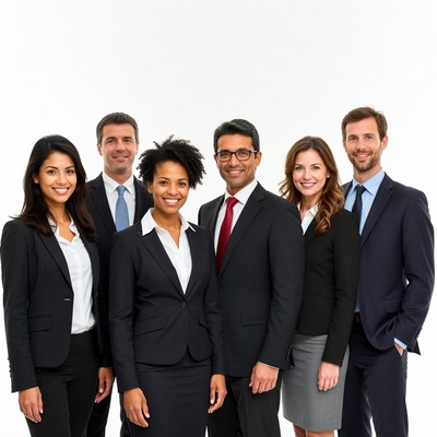 Business team standing together in studio