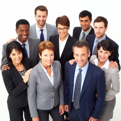 Business team poses for group picture