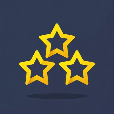 Three yellow stars on dark background