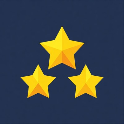 Three yellow stars on a dark background