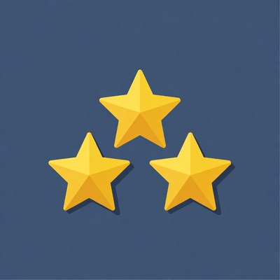 Three stars on a blue background