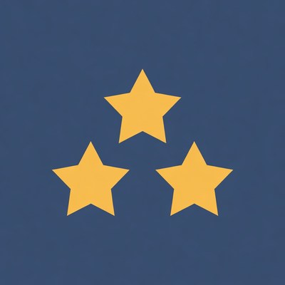 Three stars on a blue background