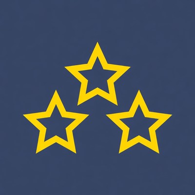 Three yellow stars on blue background