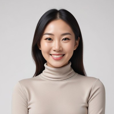 Woman smiling indoors in light clothing
