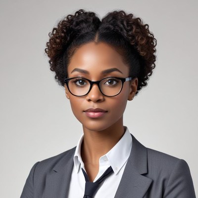 Woman in suit with glasses