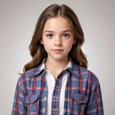 Young girl wearing checkered shirt