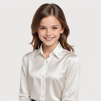 Child posing in white shirt with a smile