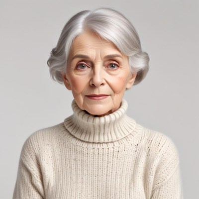 Elderly woman wearing sweater indoors