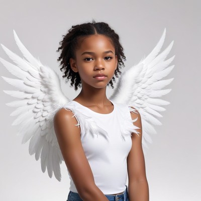 Angel wings on young girl