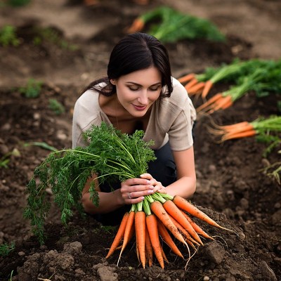 Harvesting fresh carrots in the field