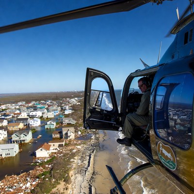 Helicopter view of storm damage