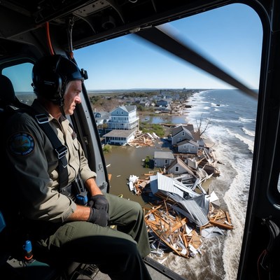 Helicopter survey after storm damage