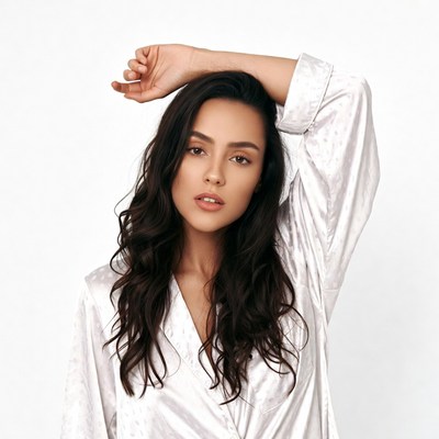 Woman posing in soft clothing