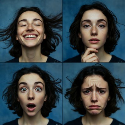 Different expressions on one face