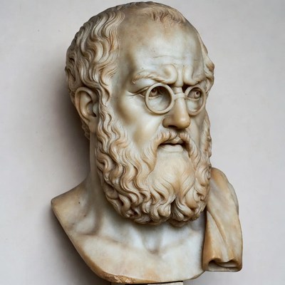 Ancient bust of a philosopher from history