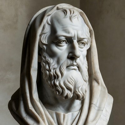 Sculpture of a man with a beard