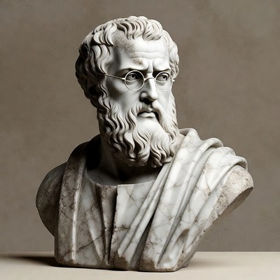 Bust of a philosopher in marble