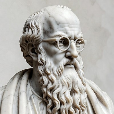 Marble sculpture of a wise figure