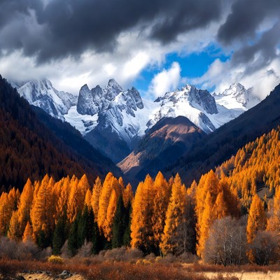 Autumn trees in mountain landscape