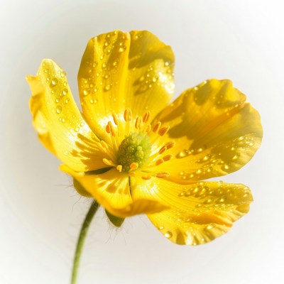 Bright yellow flower with raindrops