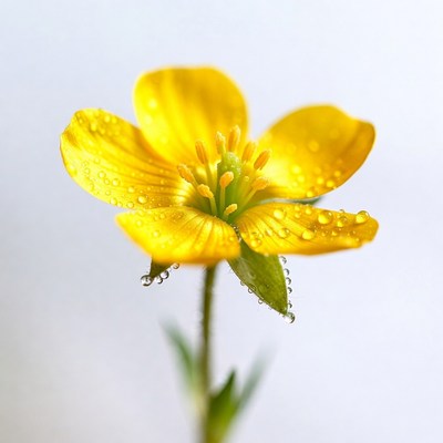 Yellow flower with droplets of water