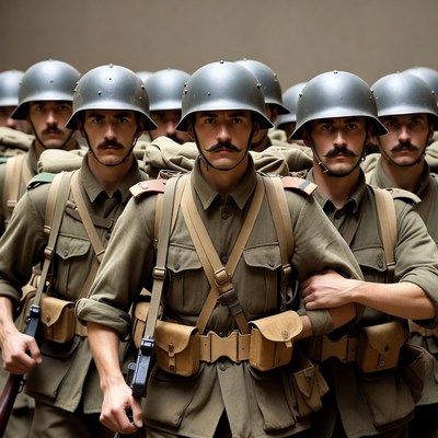 Soldiers in formation during training