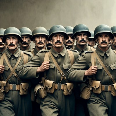 Soldiers march during world war one