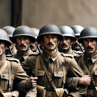 Soldiers in formation during training