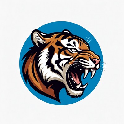 Tiger head logo design with blue background